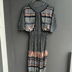 Vintage Eji polka dot faux two piece maxi dress